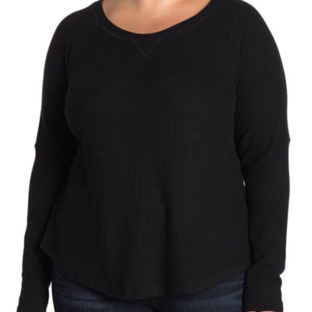𝅺Sweet Romeo Black Cozy Thermal Pullover Top